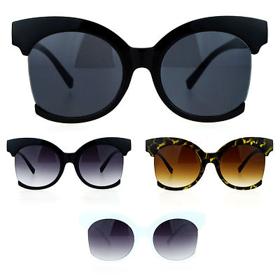 SA106 Womens Oversize Side Crop Lens Butterfly Round Sunglasses