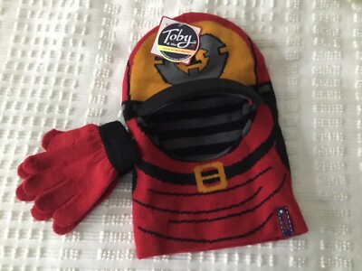 Toby Me Hat Beanie With Visor Open Face Mask With Gloves