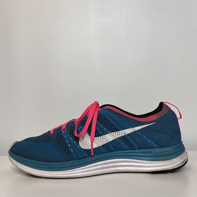 Nike Flyknit One+ 554887-414 Blue Pink Running Sneakers Shoes Mens US Size 11.5