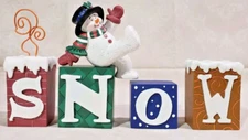 Christmas Winter SNOW Block Sign Snowman Chimney Picture Frame Photo Decor
