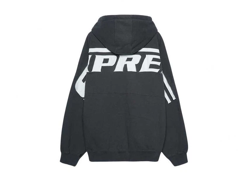 Sweat à capuche Supreme enveloppé demi fermeture éclair noir délavé