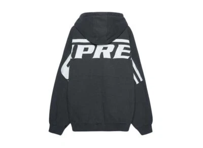 Sweat à capuche Supreme Wrapped demi-zip noir délavé - Photo 1/3