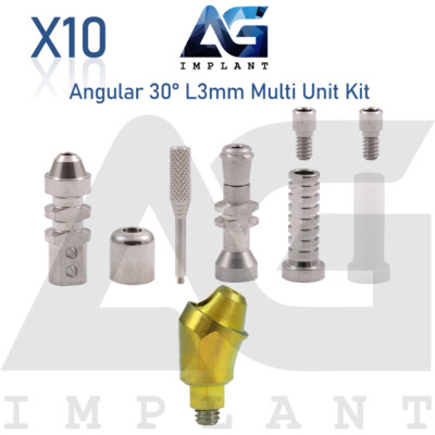 10 Angular Multi Unit Abutmnt 30° Kit Dental Fixture Int Hex Titanium 3mm