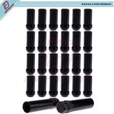 24 Pcs 14x2 Black 7-Spline Lug Nuts + 2 Keys For Ford F-150 Lincoln Navigator