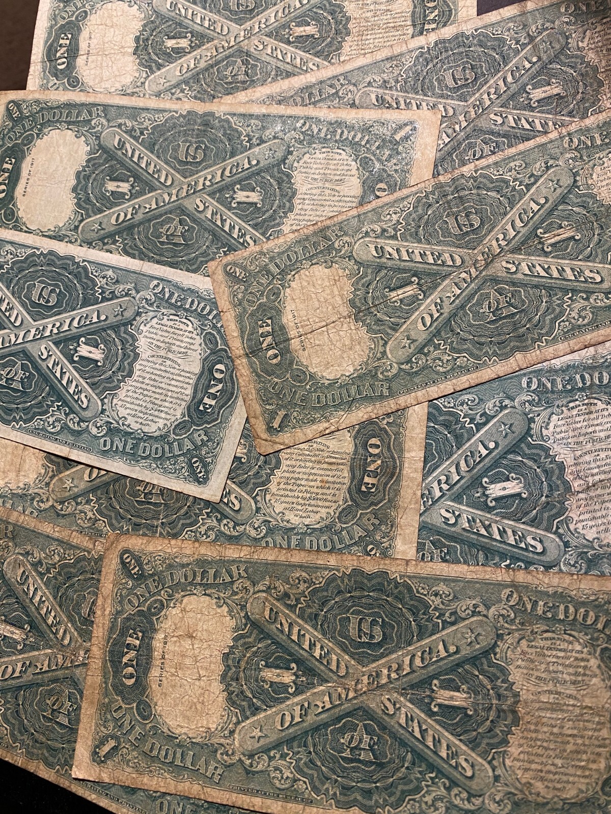 1917 $1 Sawhorse One Dollar Note Bill Large Size Legal Tender Estate Lot Rare ✯