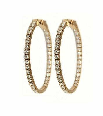 2.72 ct Diamond Hoop Eternity Inside Out 14K Rose Gold Earrings