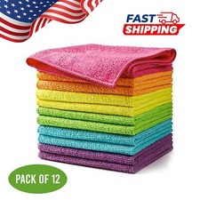 12 Pack Microfiber Cleaning Towels Absorbent No Scratch Car Detailing Cloth