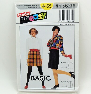 Vintage Burda Super Easy Sewing Pattern 4455 Skirt Size 10-22 Sealed Uncut