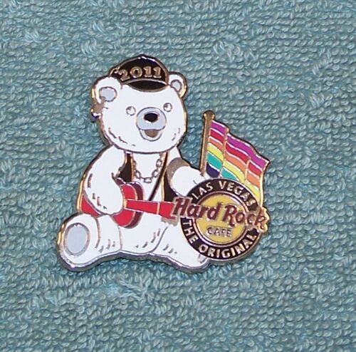 Hard Rock Café Las Vegas 2011 Gay Pride Pin, Bear & Rainbow Flag Love DEI LGBTQ+ - Picture 1 of 3