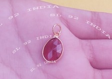 Garnet Gold Pendant , 18k Gold charm, Natural Garnet Handmade Charm For Necklace