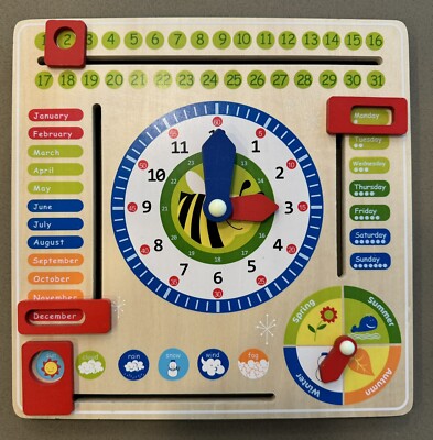 Wood Educational Board Toy Legler - Teach; Dates, Time, Seasons - Boy Girl Gift 