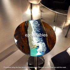 Tavolino da caffè Ocean Wave in resina epossidica lusso legno caffetteria arredamento