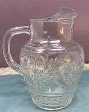 Vintage Anchor Hocking Clear Glass Pitcher Collectible Glassware w Ribbed Handle