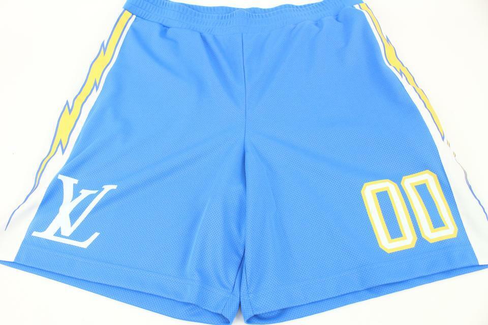 Louis Vuitton Virgil Abloh Men's XXL Blue Mesh Sporty Patch Shorts  Sports 118lv2