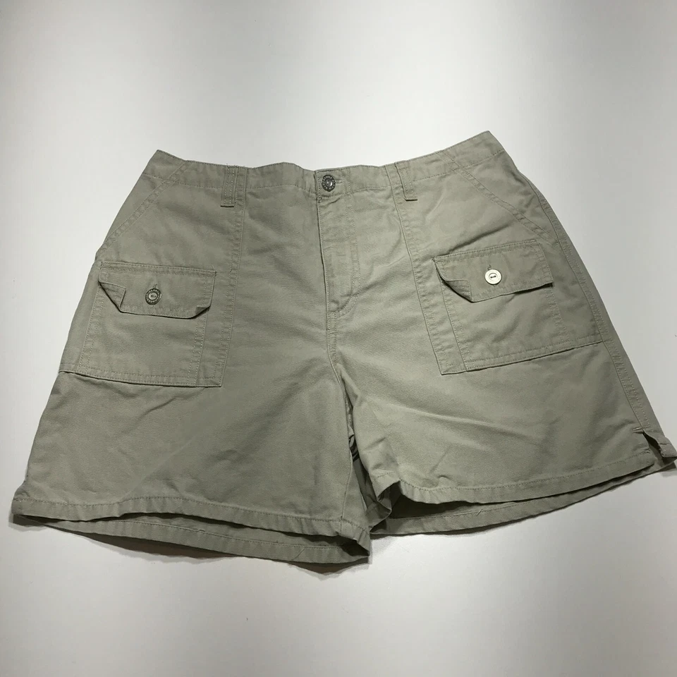 Pantalones Cortos Gloria Vanderbilt Para Mujer Talla 10 Tostado Caqui Algodón Bolsillos de Carga Exterior Foto 3 de 4