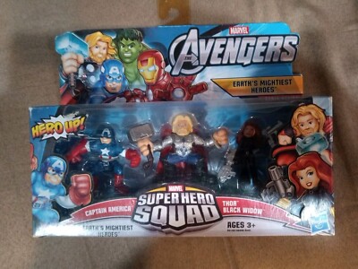 Marvel SUPER HERO SQUAD Figures  Captain America, Thor, Black Widow AS SHOWN