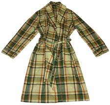 VtG 70s Men's SEARS Mint Green Multicolor Plaid Bathrobe w/Snap-On Belt M 38/40