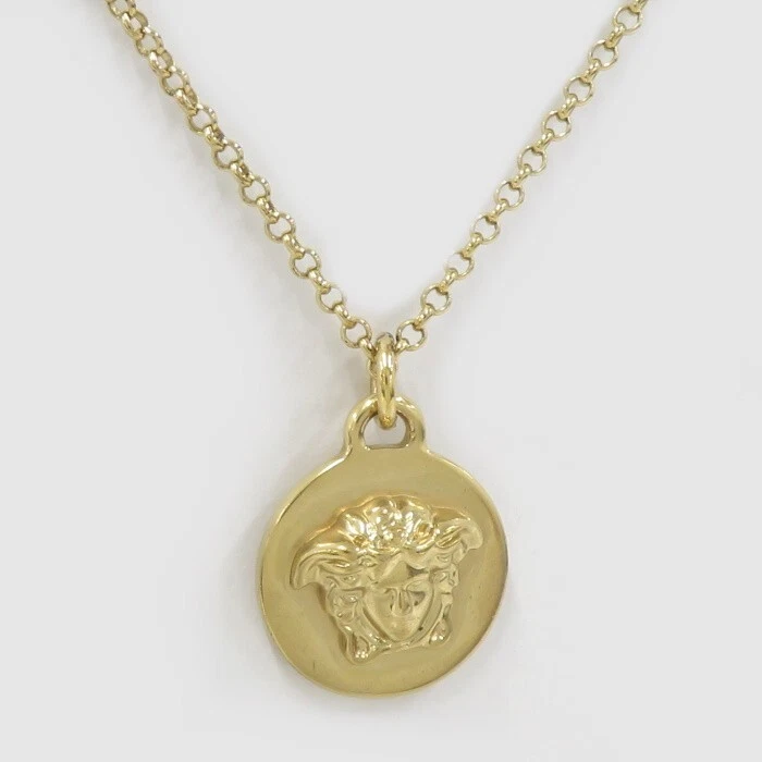Versace gold round chain pendant best sale necklace