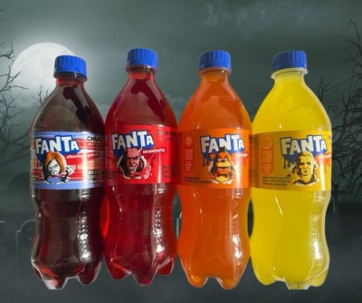 4 PACK! NEW! Fanta Soda Halloween 2025, 20 oz Bottles, Chucky, Five Nights