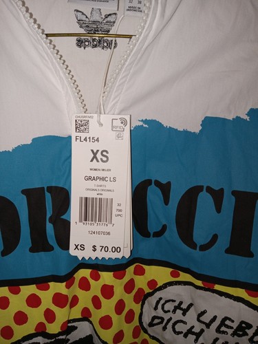 Adidas x Fiorucci Cropped Comic Book 1/4 Zip Jacket Adult Large White Women 80's - Picture 2 of 5
