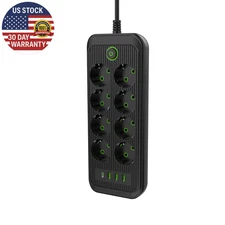 Smart Power Strip EU Plug AC Outlet Multiprise Extension Cord Electrical Socket 
