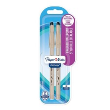 Pack of 2 Paper Mate Replay Erasable Ballpoint Pens 1.0mm Tip, Black 