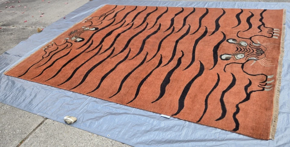 Kouang Tiala 9' x 12' Tiger rug, hand tied wool, Lemieux Et Cie by Momeni - Image 3 of 4
