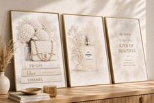 3er Set Mode Kunstdrucke Designer Elfenbein M&auml;dchen Zimmer Deko A4 Geburtstag