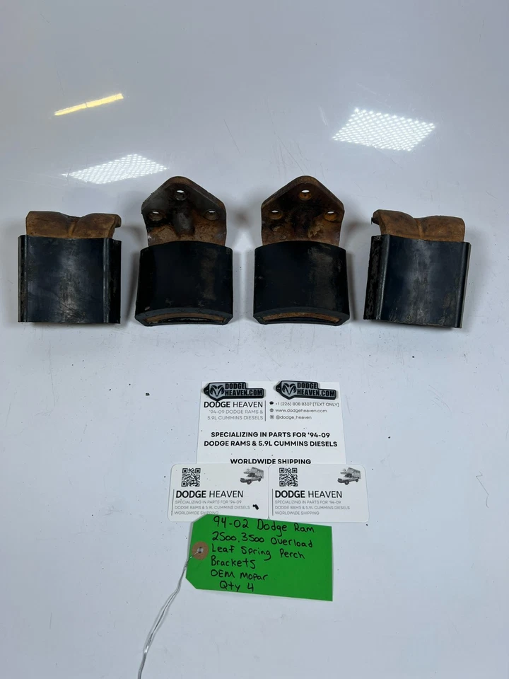 Dodge Ram 2500 3500 1994-2002 sobrecarga hoja resorte percha soportes cantidad 4 OEM Foto 3 de 4