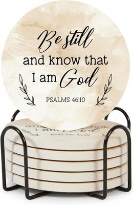 Christian Coasters Set of 6 with Holder  Ceramic Absorbent Drink Coasters for Co