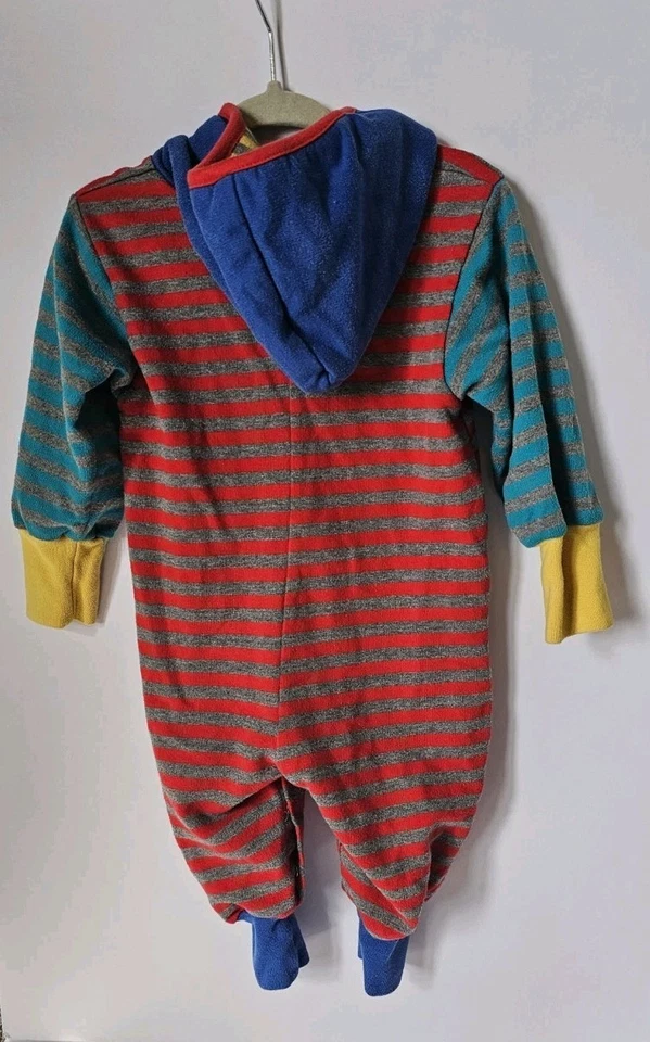 复古婴儿男孩船扣连帽连身裤 18 个月 — 第 2/4 张图片