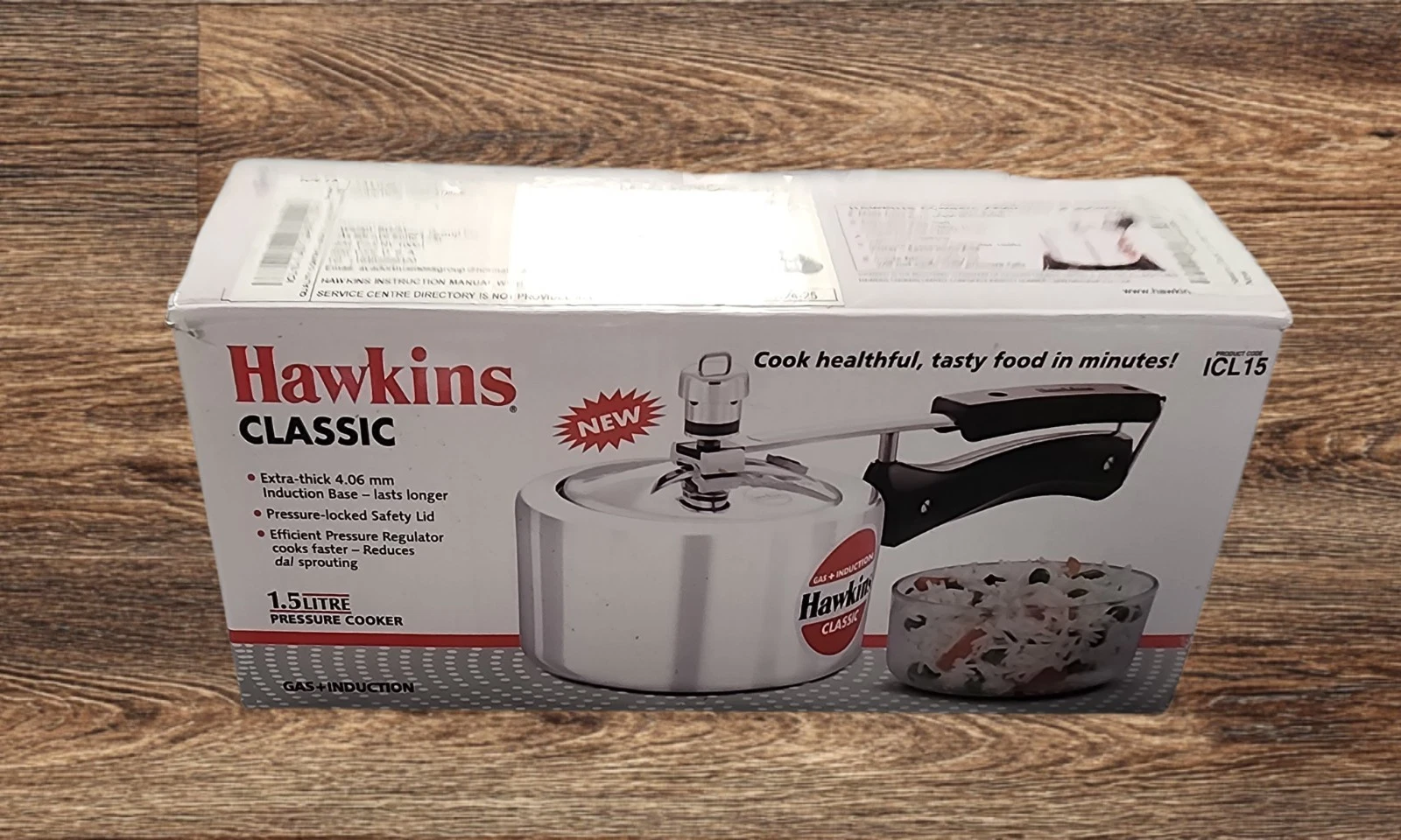 HAWKINS Classic CL15 Aluminum Pressure Cooker 1.5L Open Box