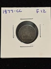 1877-CC Seated Liberty Dime FINE Key Date Coin, Old Carson City Mint