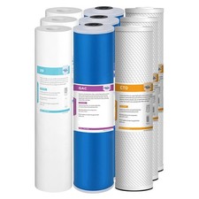 3-Stage 5 Micron 20"x4.5" Big Blue Sediment PP GAC CTO Carbon Block Water Filter