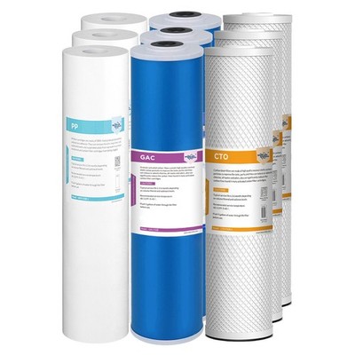 3-Stage 5 Micron 20''x4.5'' Big Blue Sediment PP GAC CTO Carbon Block Water Filter