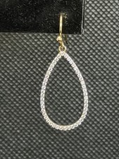 CZ Tear Drop Hoop Earrings Sterling 925 Cubic Zirconia Drop 1.4  Gold Plated