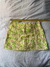 Lilly Pulitzer white label vintage Floral Green Pink Short A-Line skort Size 10