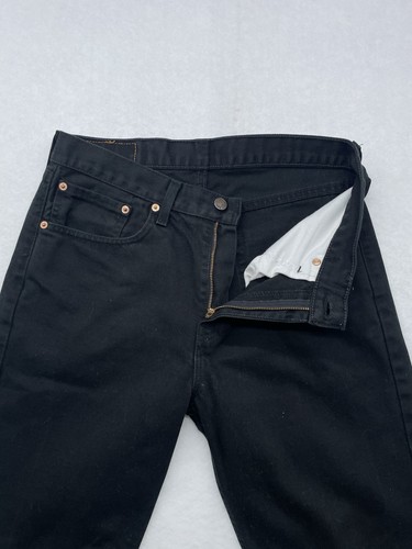 Pantalones de mezclilla negros Levi’s 751 pierna recta cremallera mosca lengüeta roja en muy buena condición para hombre W32 L27 - Imagen 13 de 16