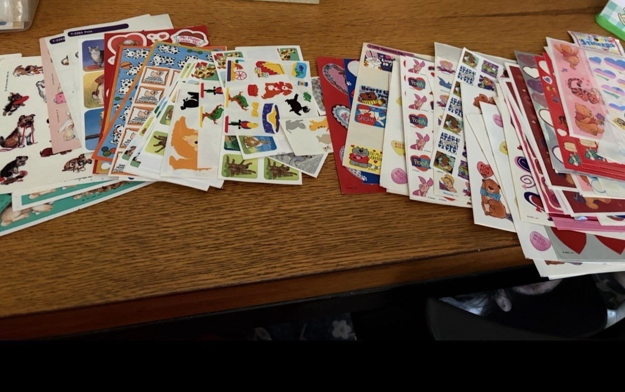 Lot Of Pets And Valentines Theme Vintage Stickers