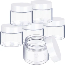 6 Pack 1 Oz Plastic Jars Containers with Lids Wide-Mouth Refillable Leakproof 