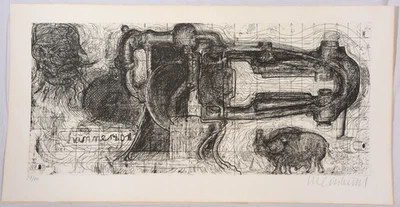 Bernhard Luginbühl: Radierung "Hammer No. 1" 1975 handsign. dat. num. 29/80 Ex - Bild 1 von 4