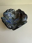 VTG Toso Murano Glass Black Tutti Frutti Silver Aventurine Ashtray