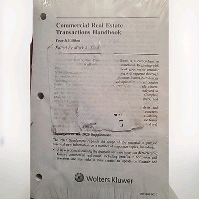 Commercial Real Estate Transactions Handbook  4th Edition Retails For $3,995