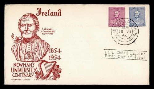 DR WHO 1954 IRELAND FDC NEWMAN UNIVERSITY ANIV ICC/STAEHLE CACHET COMBO M76517