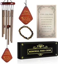 Cat Memorial Wind Chime,Cat Memorial Gifts with Bracelet,Loss of Cat Dog Sympath