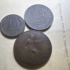 WWI 1917 Collection. Germany Second Reich Belgium Occupation , UK One Penny  Lot