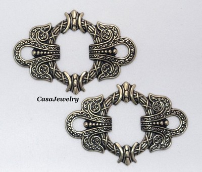 #1581 ANTIQUED GOLD DESIGNER COMPONENT W/OPEN CENTER - 2 Pcs