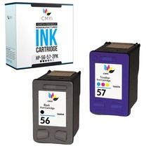 2 PK Ink Cartridges for HP 56 57 Black Tri-Color Color Cartridge Fits Deskjet