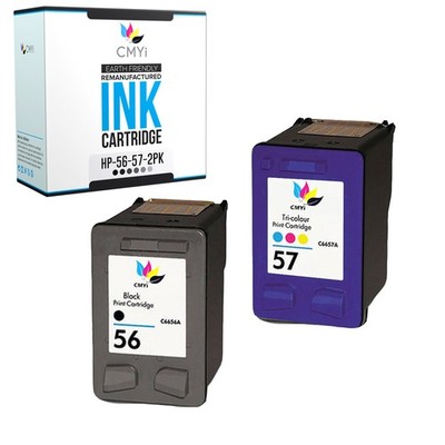 2 PK Ink Cartridges for HP 56 57 Black Tri-Color Color Cartridge Fits Deskjet