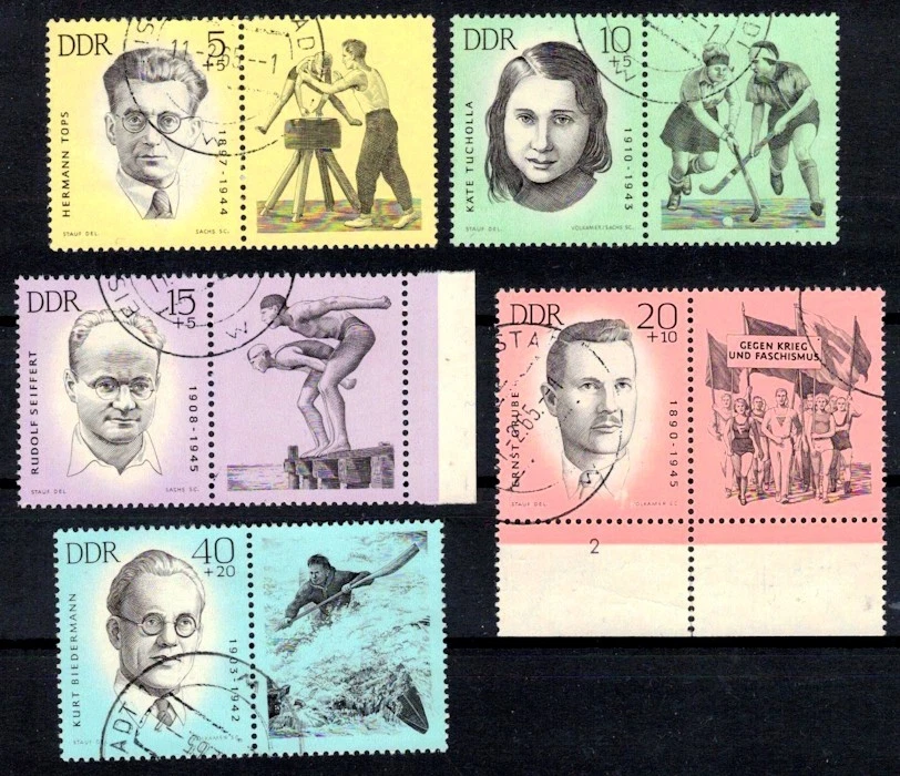 DDR 983-987 Zf , gestempelt / o / Sport , KZ Opfer im 2.Weltkrieg /g3 - Bild 1 von 1